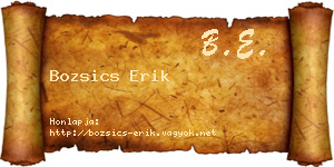 Bozsics Erik névjegykártya